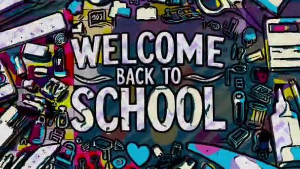 Välkommen Tillbaka Till Skolan Hand Rita Animation — Stockvideo