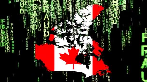 Rappresentazione Digitale Della Mappa Canadal Bandiera Sovrapposta Con Testo Frode — Video Stock