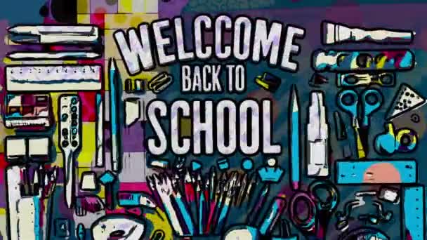 Selamat Datang Kembali Animasi Gambar Tangan Sekolah — Stok Video