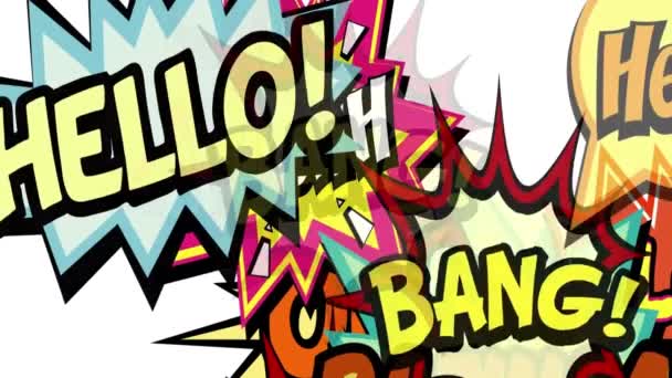Comic Bubble Toespraak Retro Pop Kunst Stijl Geanimeerde Achtergrond — Stockvideo