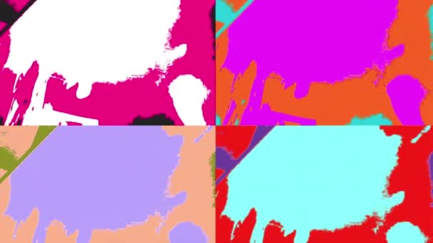 このアートワークは 4つの四分割された活気のある色合いの配列を表示します — ストック動画