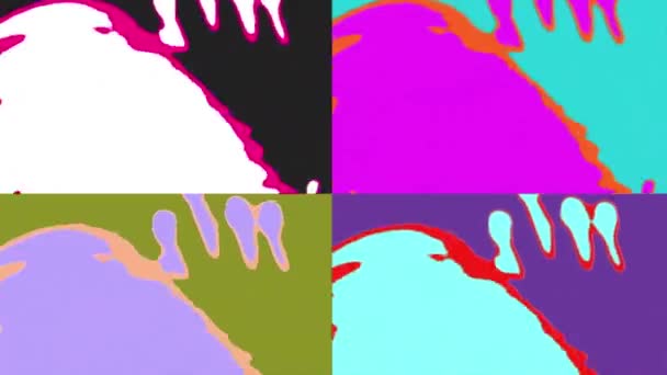 작품은 사분면으로 나누어진 활기찬 색조의 배열을 표시합니다 — 비디오