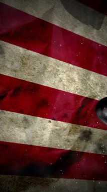 ABD bayrak dikey video karşısında ağır çekimde mermi