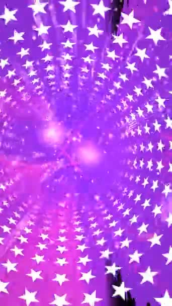发亮紫色的灯光和星星背景垂直视频 — 图库视频影像