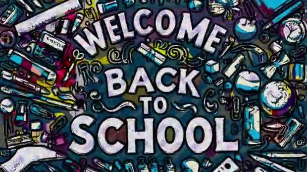 Willkommen Zurück Der Schule Handzeichnen Animation — Stockvideo