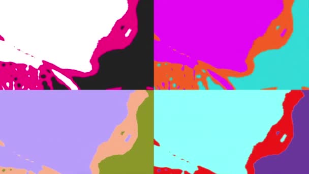 このアートワークは 4つの四分割された活気のある色合いの配列を表示します — ストック動画
