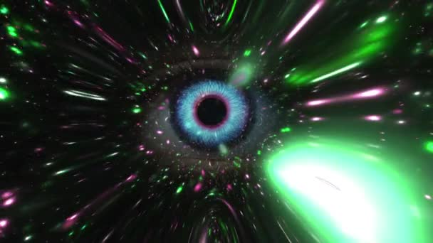 Οφθαλμός Iris Κυματισμός Κοσμικό Στο Εξωτερικό Διαστημικό Υπόβαθρο — Αρχείο Βίντεο