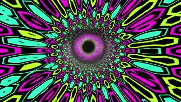 Глазная Ирисовая Рябь Смотрящая Внутрь Калейдоскопа Гипнотическим Фоном — стоковое видео