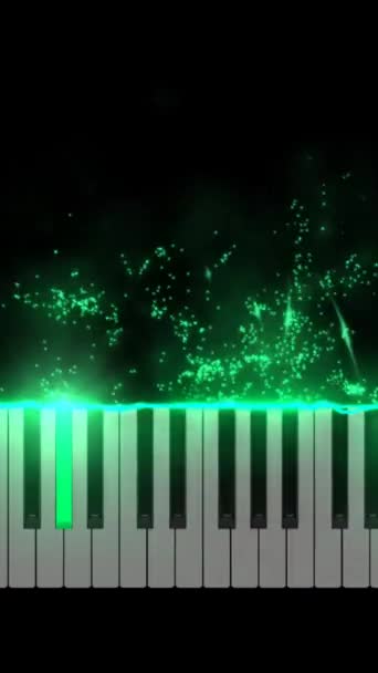 Partículas Flotando Hacia Fuera Teclado Piano Video Vertical — Vídeos de Stock