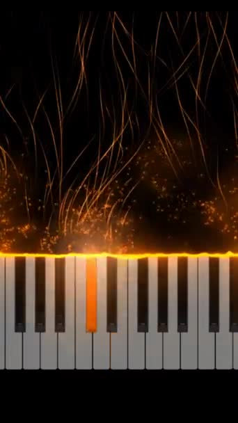 Teilchen Die Aus Der Klaviertastatur Entweichen Vertikales Video — Stockvideo