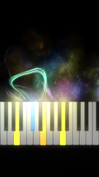 Részecskék Lebegő Zongora Billentyűzet Függőleges Videó — Stock videók