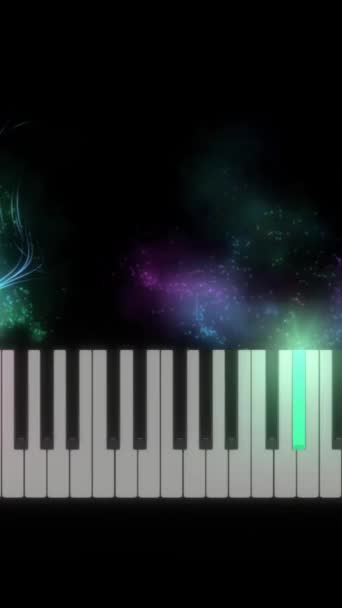 颗粒漂浮在钢琴键盘上的垂直视频 — 图库视频影像