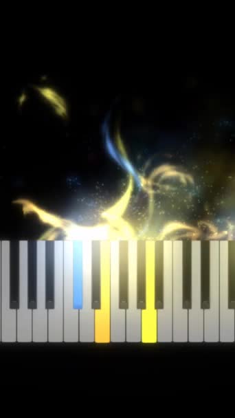 Σωματίδια Επιπλέουν Έξω Πληκτρολόγιο Πιάνο Κάθετη Βίντεο — Αρχείο Βίντεο