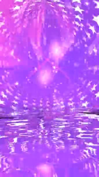 Coloridas Estrellas Giratorias Concéntricas Reflejadas Vídeo Vertical Del Agua — Vídeos de Stock