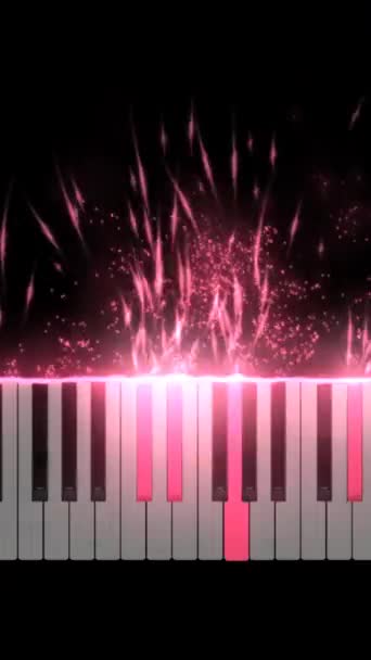 Σωματίδια Επιπλέουν Έξω Πληκτρολόγιο Πιάνο Κάθετη Βίντεο — Αρχείο Βίντεο