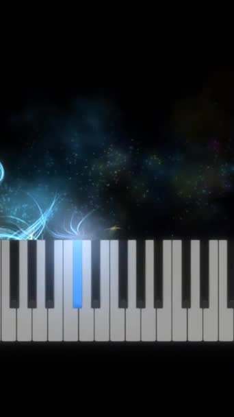 颗粒漂浮在钢琴键盘上的垂直视频 — 图库视频影像