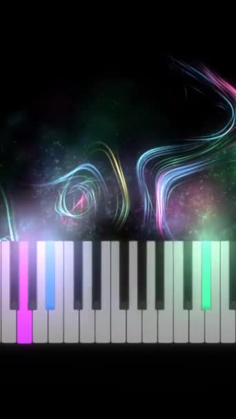 Partiklar Flyter Piano Tangentbord Vertikal Video — Stockvideo