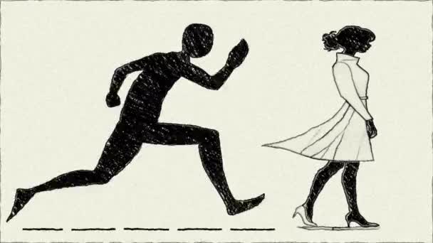 Hombre Corriendo Detrás Mano Mujer Dibujar Animación Vídeos De Stock Sin Royalties Gratis