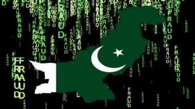 Pakistan haritasının dijital temsili Dolandırıcılık metni ile örtülmüş