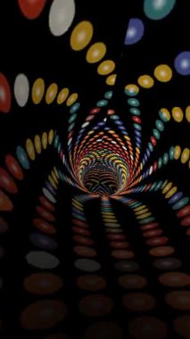 Renkli noktalar tünelinin dikey videosundan geçiyorum.