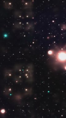 Yıldızlı ve Galaksili Uzay Evreni dikey video ile hareket ediyor
