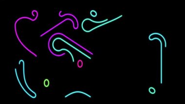 Canlı renklerde ve neon çizgilerden oluşan görsel olarak etkileşimli bir animasyon. Çizgiler akıcı ve dinamik bir şekilde siyah bir zemine doğru hareket ediyor.