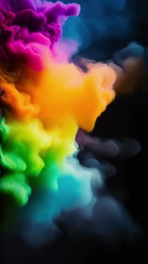 Soyut renkli mürekkep ve duman dalgaları dikey video