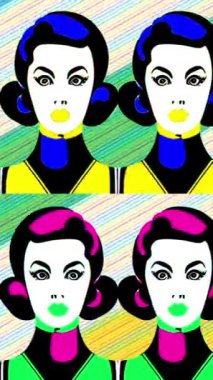 Retro Woman dikey videosuyla Pop Art Stili Canlandırması