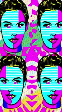 Retro Woman dikey videosuyla Pop Art Stili Canlandırması