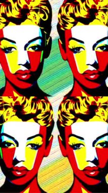 Pop Art Style Animasyon Retro Woman dikey video