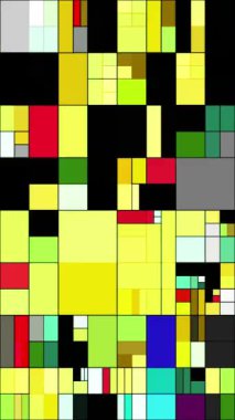 Renkli Dikdörtgenler Mondrian Stili Sanat İllüstrasyonu dikey video
