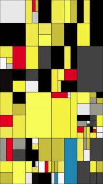 Renkli Dikdörtgenler Mondrian Stili Sanat İllüstrasyonu dikey video