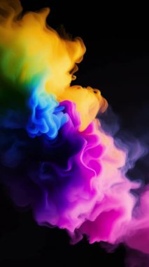 Soyut renkli mürekkep ve duman dalgaları dikey video