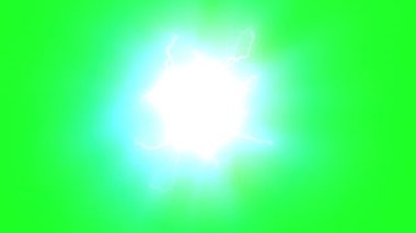 Parlayan enerji desenleri ortaya çıkar ve canlı yeşil bir ekran karşısında canlı bir şekilde titreşir.