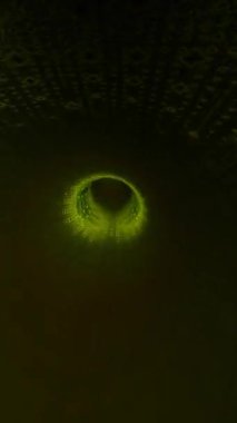 Renkli hipnotik fütüristik tünel dikey videosundan geçiyoruz.