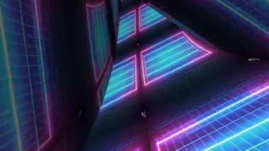 Parlak desenler ve büyüleyici ışıklarla dolu canlı bir neon tünel.