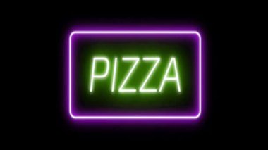 Siyah arkaplanda neon pizza tabelası