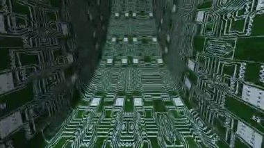 Devre kartının içinden sarmal bir şablonla geçmek benzersiz bir görsel yaratıyor.