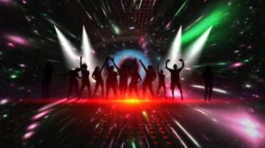 Canlı Renklerle Geleceğin Işık Gösterisinde Grup Dansı Ortamı