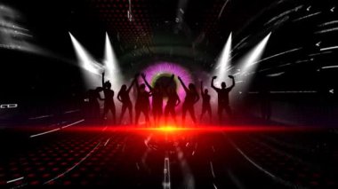 Canlı Renklerle Geleceğin Işık Gösterisinde Grup Dansı Ortamı