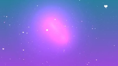 Kozmik bir atmosferde Yıldızlar ve Kalplerle Renkli Soyut Gradyan