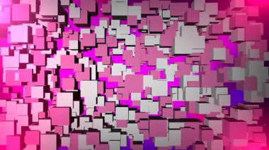 Canlı Pembe ve Mavi Dijital Sanatta 3D Küpler Yüzüyor
