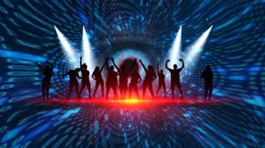 Canlı Renklerle Geleceğin Işık Gösterisinde Grup Dansı Ortamı