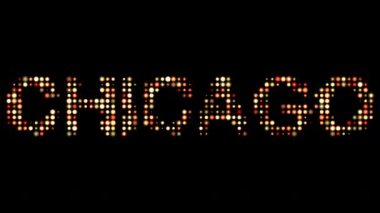 Chicago City Name in Bright Dotty Lights on Black Background