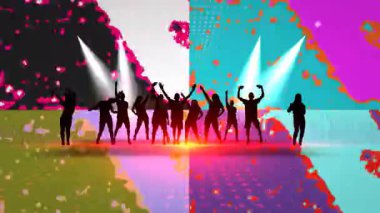 Canlı Renklerle Geleceğin Işık Gösterisinde Grup Dansı Ortamı