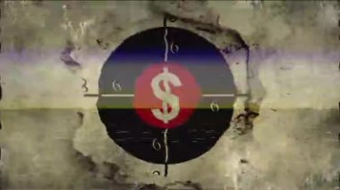 Grunge Arkaplanı ve Hedef Tema Arızası Efektiyle Dolar İşareti Tasarımı