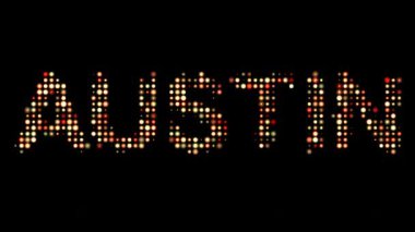 Austin City Name in Bright Dotty Lights on Black Background