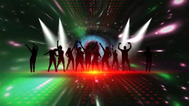 Canlı Renklerle Geleceğin Işık Gösterisinde Grup Dansı Ortamı