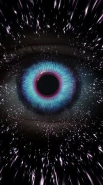 Ürkütücü arka plan dikey videosundaki şeytani gözü kapat