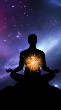 Dusk dikey video 'da Dusk Zirvesinde Yıldızlı Gece Gökyüzü Altında Huzurlu Meditasyon
